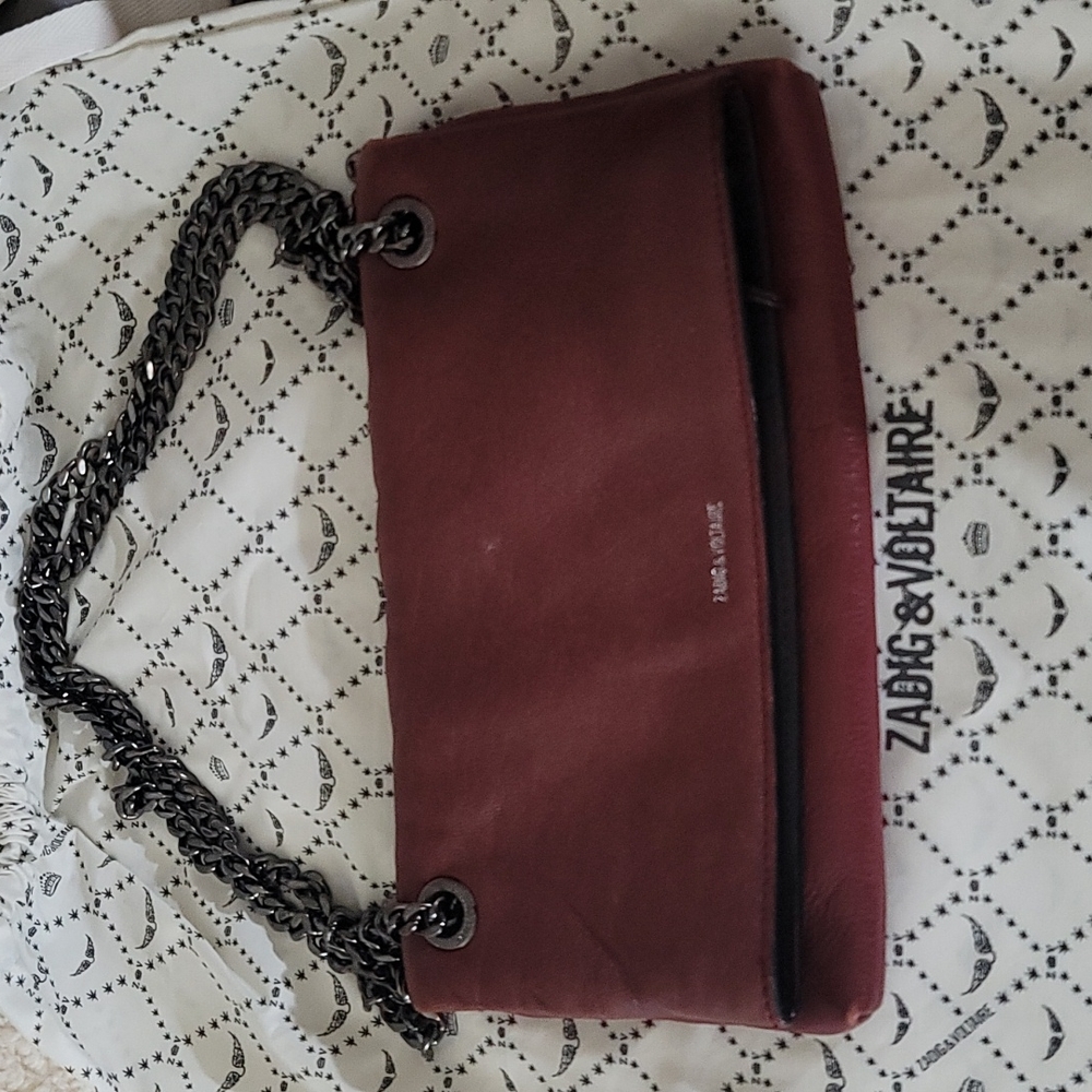 Zadig & Voltaire clutch bag wine red